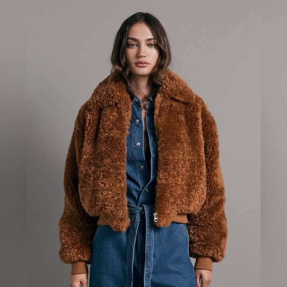 Rag and bone Nikki fur bomber jacket - Picture 1 of 8